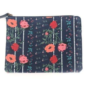 Anthropologie Floral Zip Pouch‎ Cosmetic Bag Boho Artsy Vegan Cottage Festival